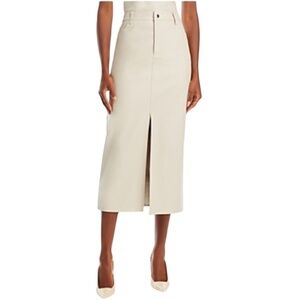 WAYF Roberta Faux Leather Midi Skirt In Cream